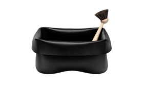 Washing up bowl black frontview on white background 